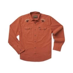 Howler Brothers Crosscut Deluxe Button Down Shirt -Outdoor Sports Equipment Shop F23 Crosscut Snapshirt Rising Suns Flat WHITE 80169.1697217934